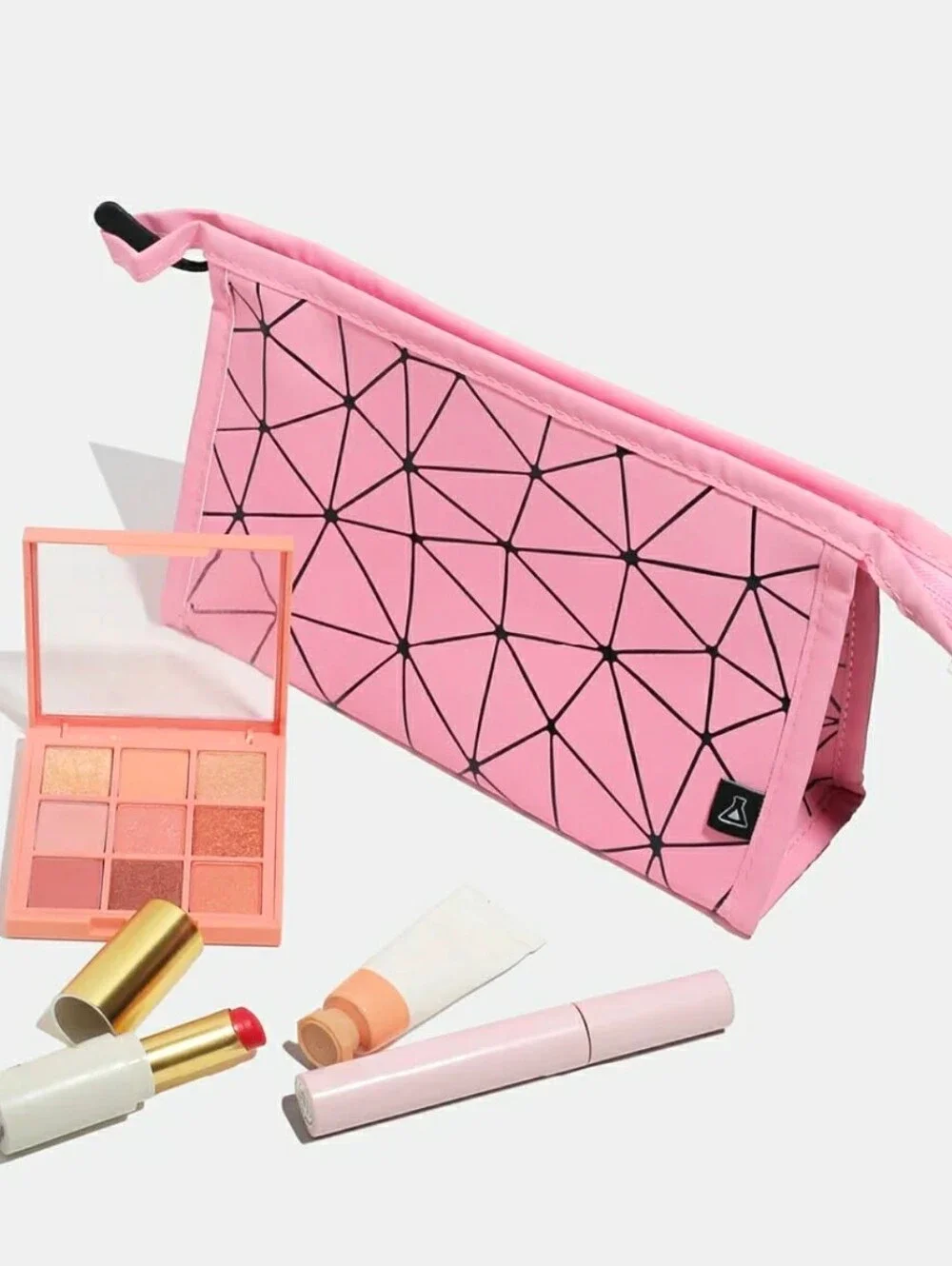 Geometric Makeup Pouch in Hot Pink & Black BNIB